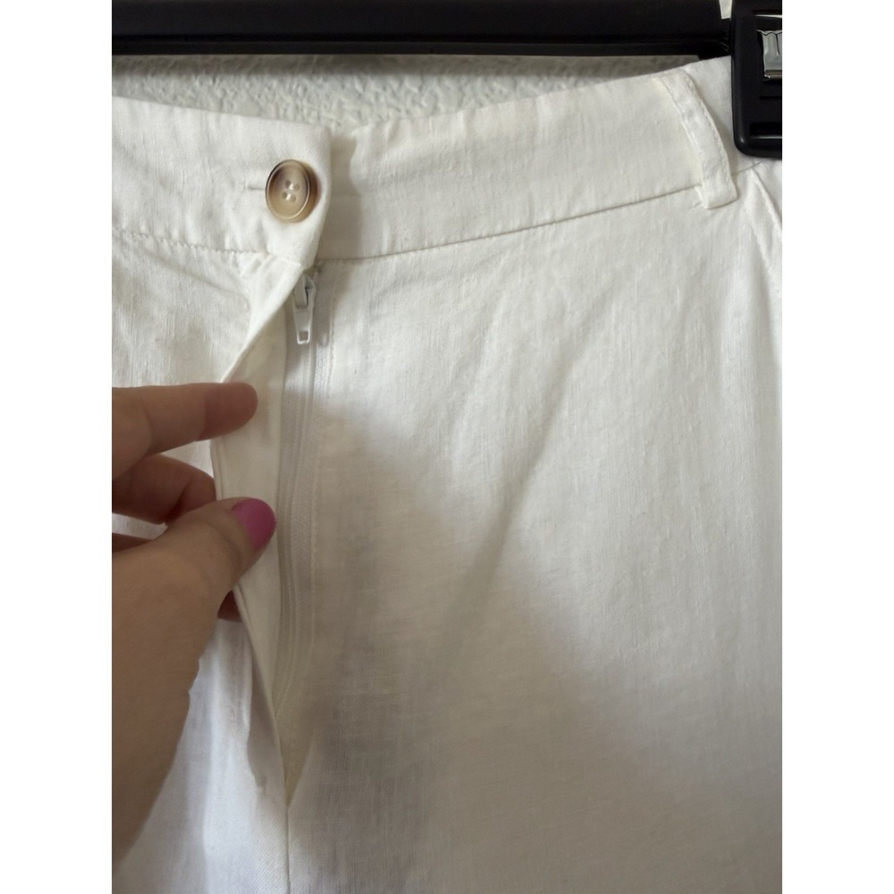 New Sincerely Jules Linen Cargo Pants XL White Wide Leg High Rise Linen Blend - Picture 7 of 16